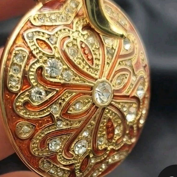 Monet Goldtone and Red Brooch with Crystal Accents - Picture 5 of 8